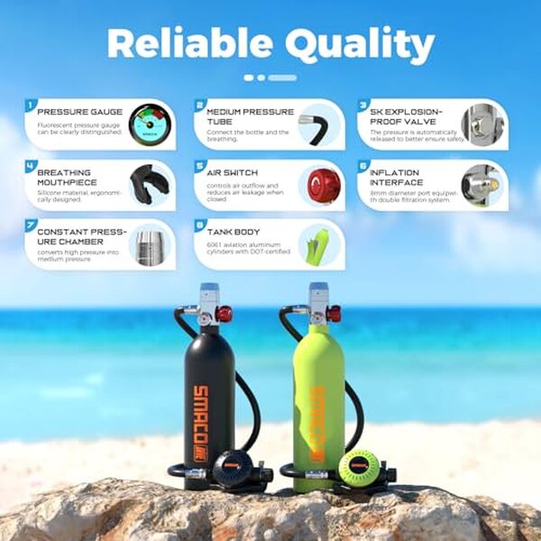 Découvrez notre test complet du kit de plongée SMACO mini scuba 1L avec masque : performances, avantages et inconvénients pour la plongée en apnée. 