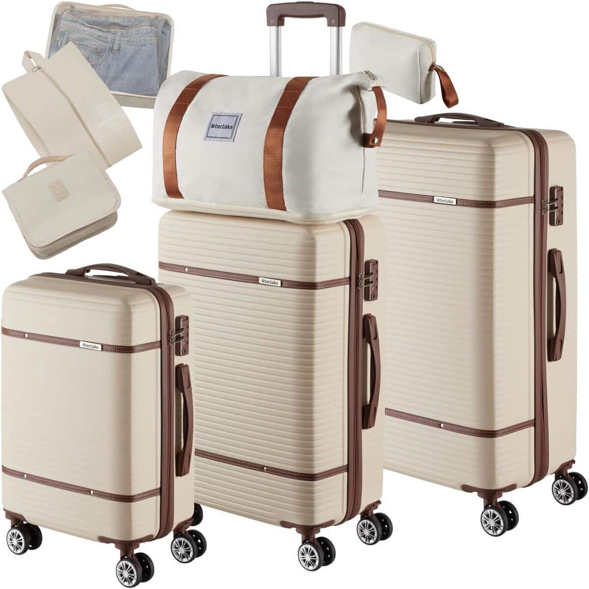 Test : série de valises tectake 13 pièces avec roulettes et cadenas TSA