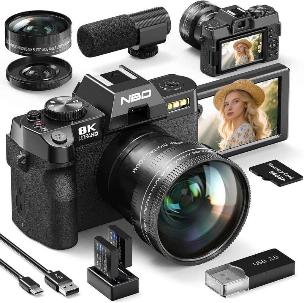 Test : appareil photo numérique NBD 8K 64MP avec zoom 16x et écran 180°