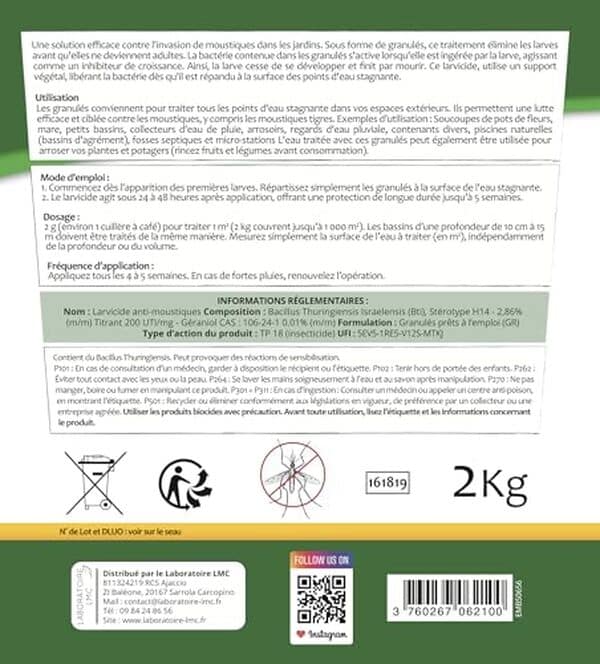 Découvrez les résultats du test du larvicide Terra Nostra : efficacité garantie sur 1000 m² pour éliminer les moustiques. Solution fiable et performante. 