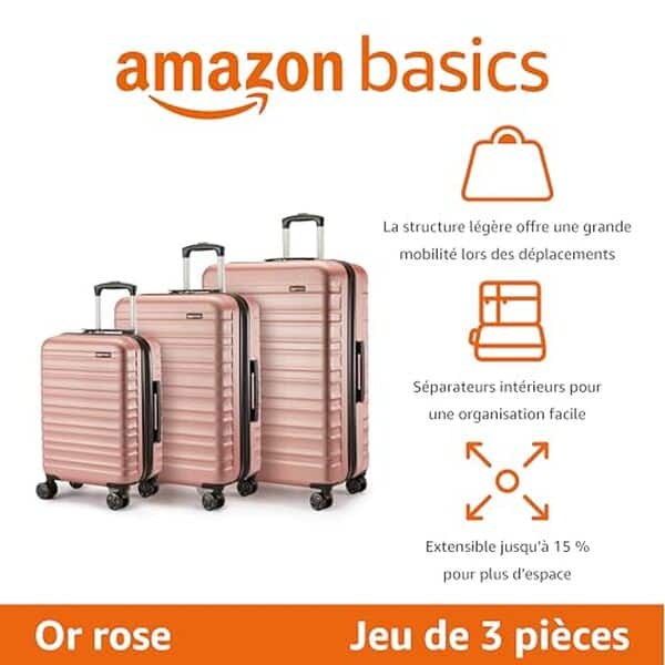 Découvrez notre test détaillé de la valise rigide Amazon Basics or rose : qualité, durabilité et design. Avis complet pour bien choisir votre bagages.