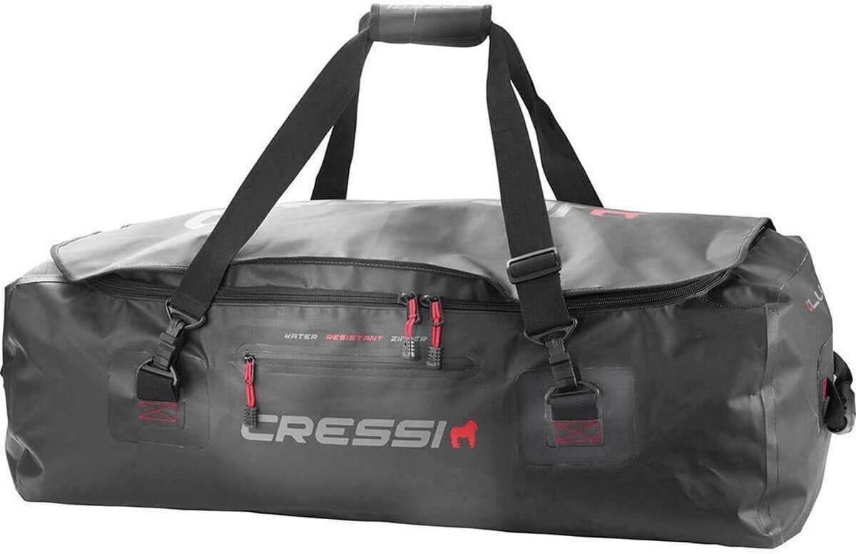 Test du sac Cressi Gorilla Pro : logo argent et rouge