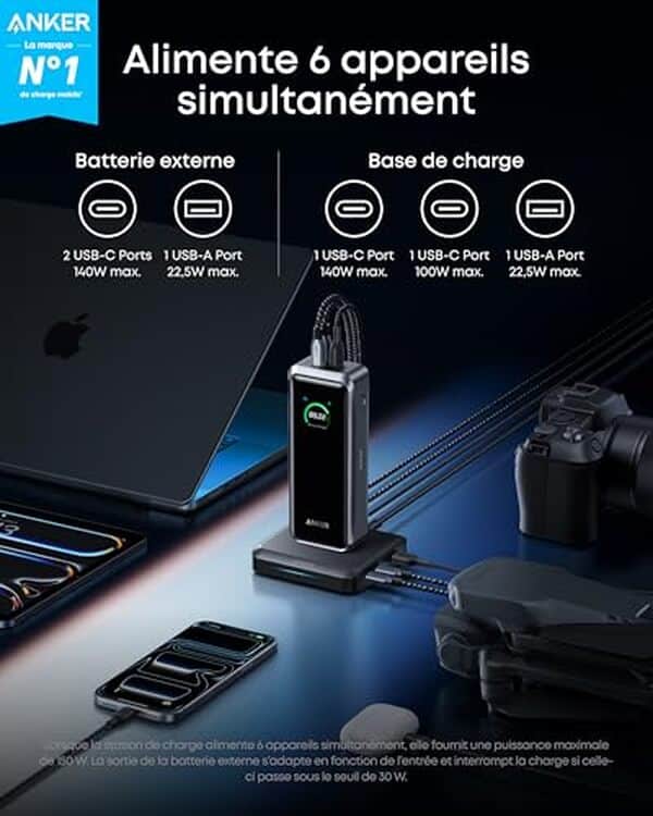 Test complet de la batterie externe Anker Prime 26250 mAh. Découvrez ses performances 300 W, la recharge rapide et la compatibilité MacBook et iPhone.